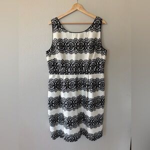 Kate Spade Lola Lace Sheath Dress Elegant Black and White Designer Mini Size 14